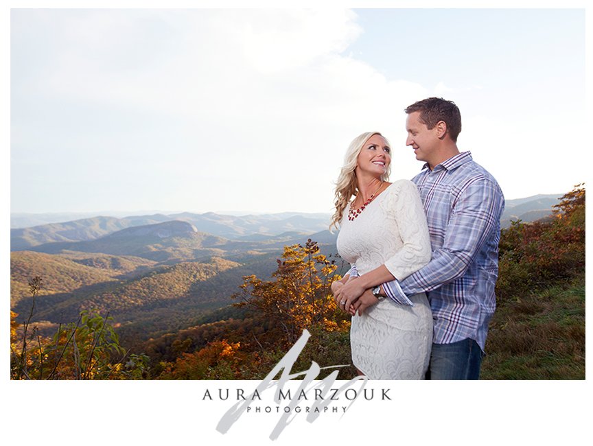 Stunning mountain views in the background of the Pisgah National Forest engagement session. © Aura Marzouk Photography, Greensboro Wedding Photographer