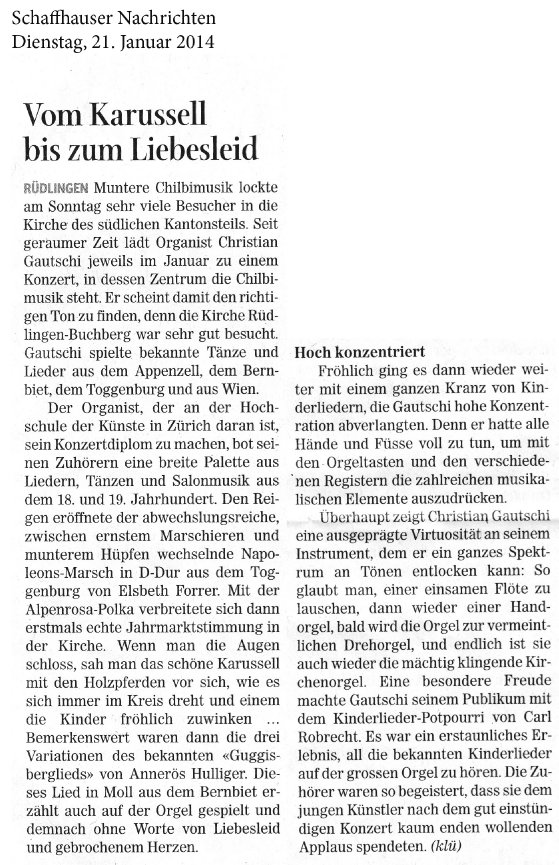 Schaffhauser Nachrichten 21. Januar 2014