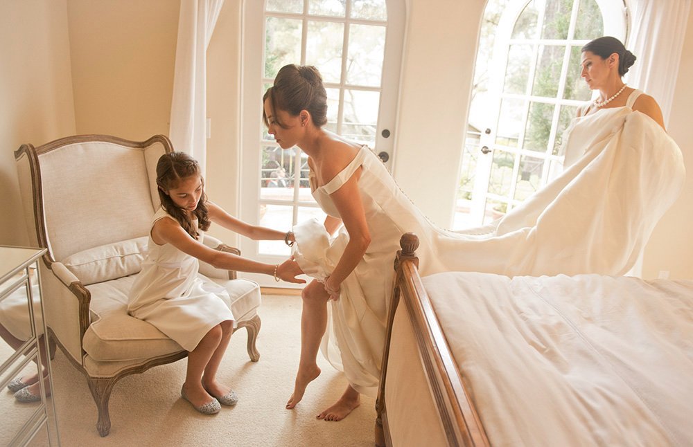 bride before seaside wedding in all white Clement hotel