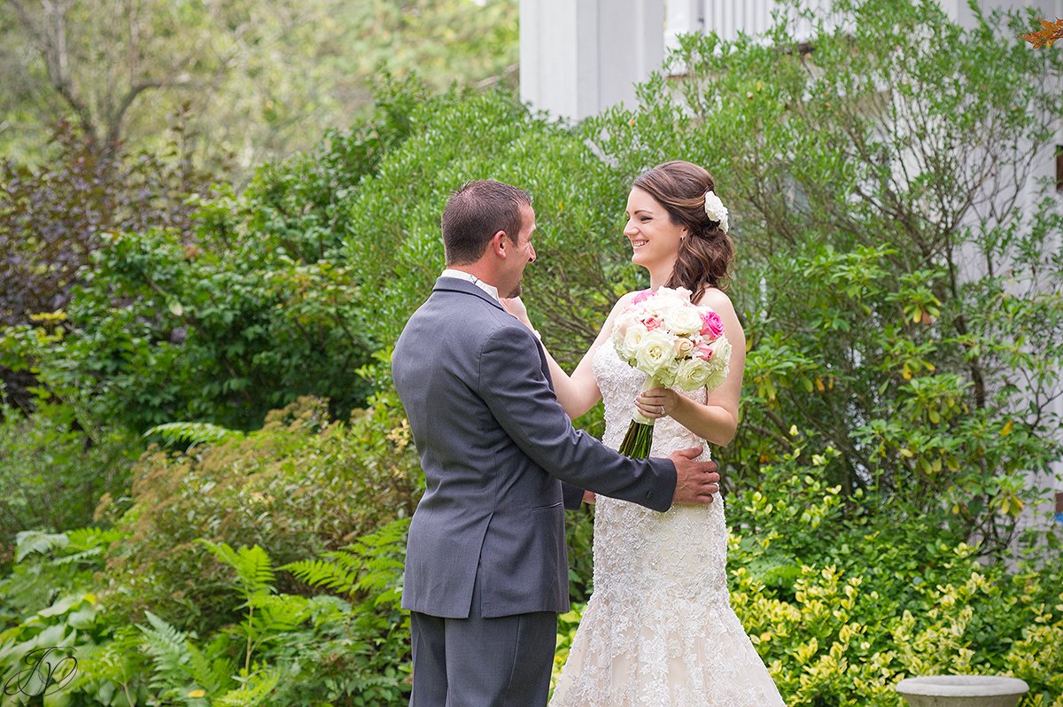 bride and groom first look albany wedding photographer