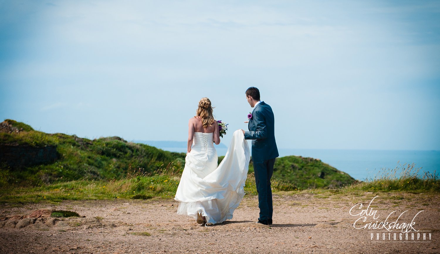 bride and groom Gronez cattle Colin Cruickshank wedding photography