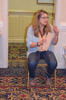 Joni-Dee teaching and discussing Nantucket Lightship Basket History.