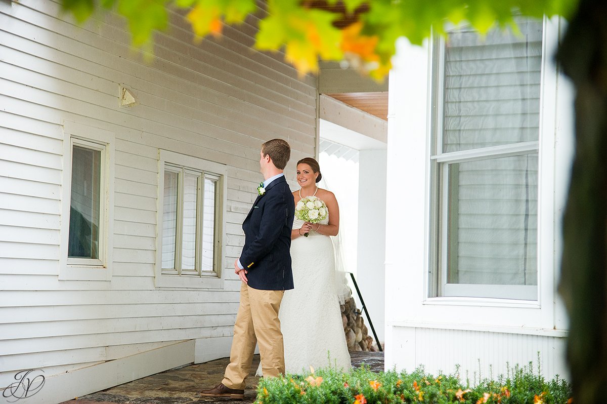 perfect first look moment with bride and groom