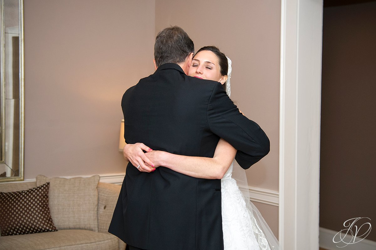 father and bride first look photo, first look photo, beautiful moments with father and bride, Albany Wedding Photographer, Wedding at The Crooked Lake House