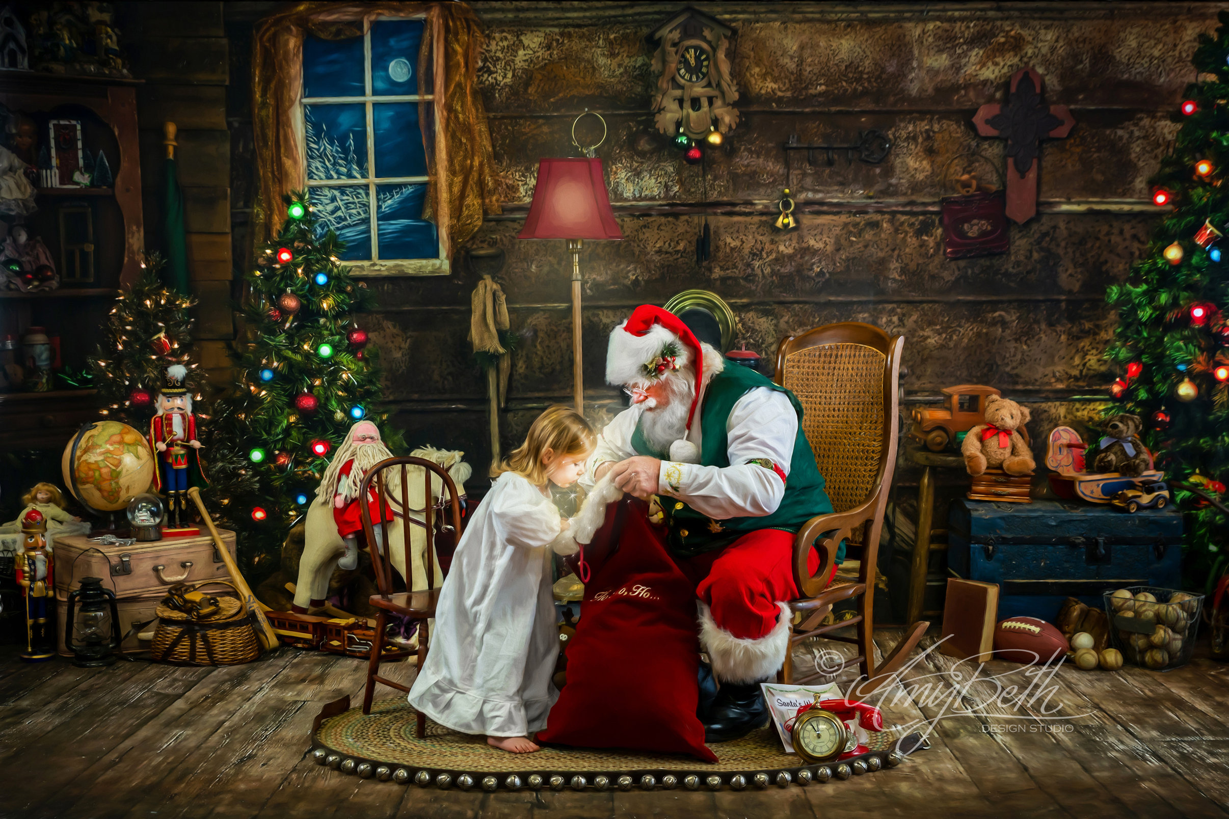 The Wonder of Santa portrait artwork displayed by Amy Beth Studios