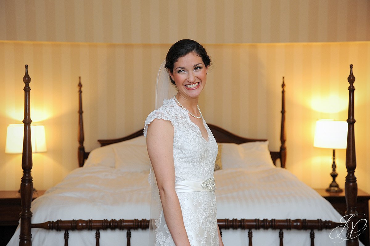 smiling bride candid, beautiful bride candid portrait, Wedding at The Pruyn House, Albany Wedding Photographer