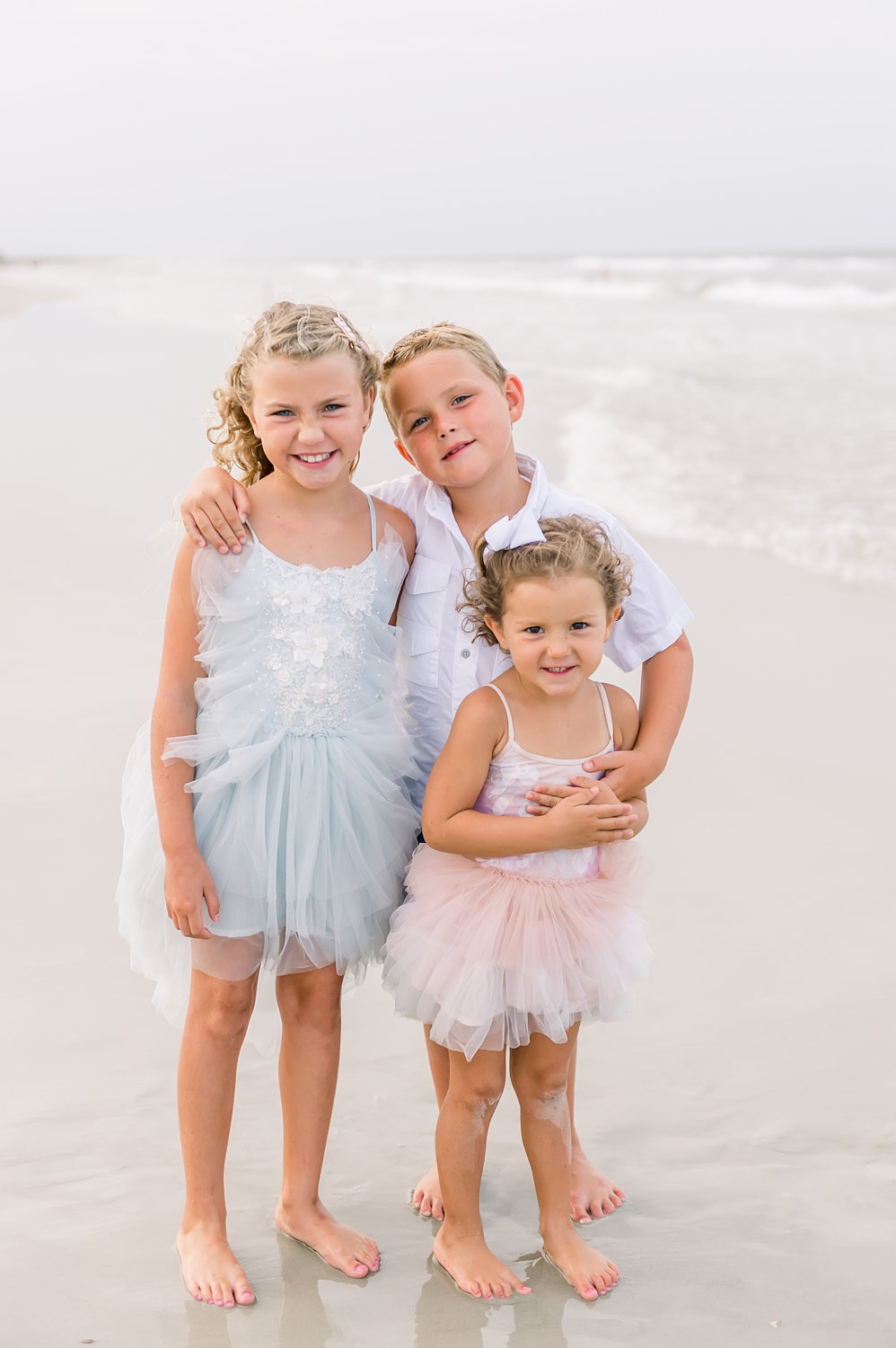 brother and two sisters on the beach, Tutu du Monde dresses, Rya Duncklee