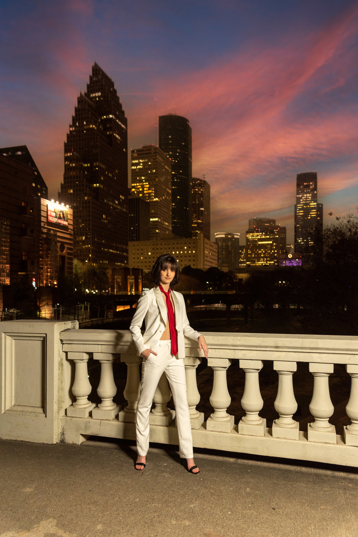 High school senior, Deer Park, Houston, at sunset