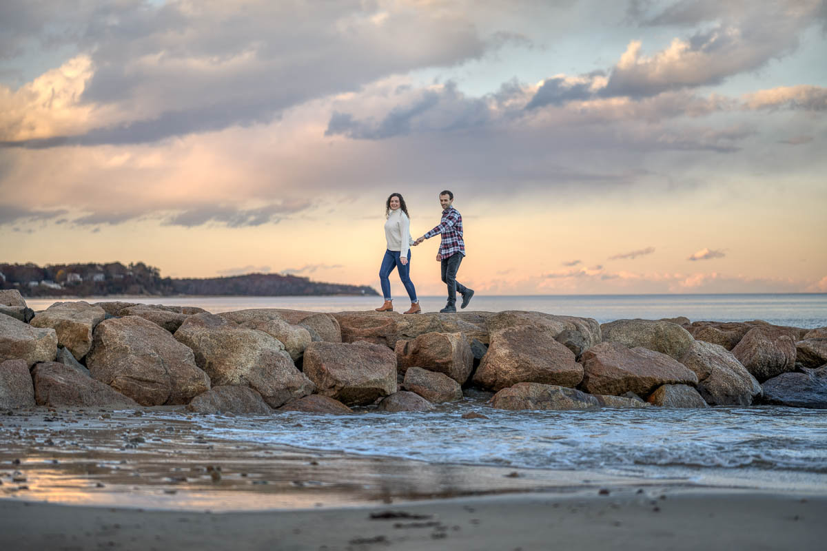 A beautiful engagement session on the beach during sunset