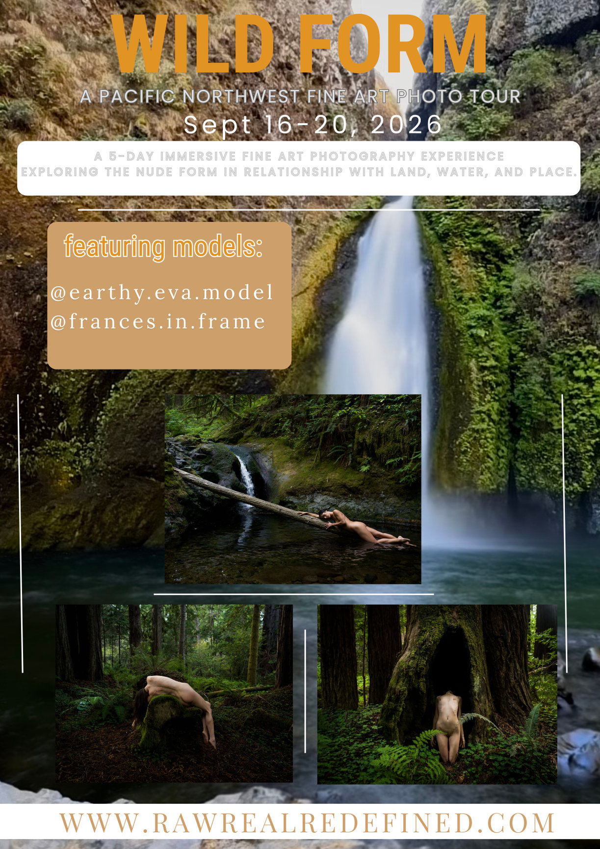 Wild Form is an intimate fine art photo tour where the nude body meets the wild landscapes of the Pacific Northwest