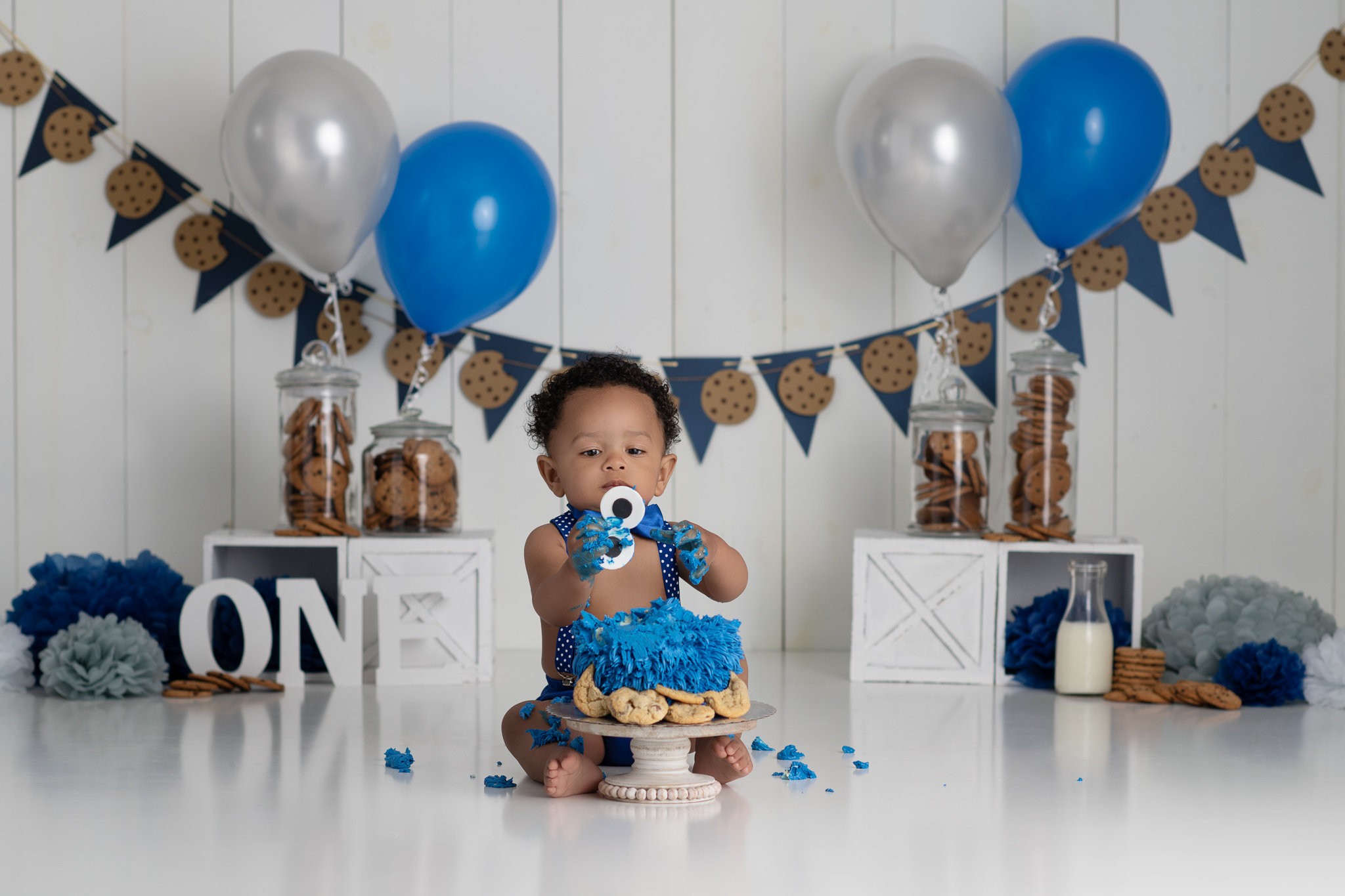 Cookie Monster Cake Smash / Attleboro Photographer - Jenee Cook Photography