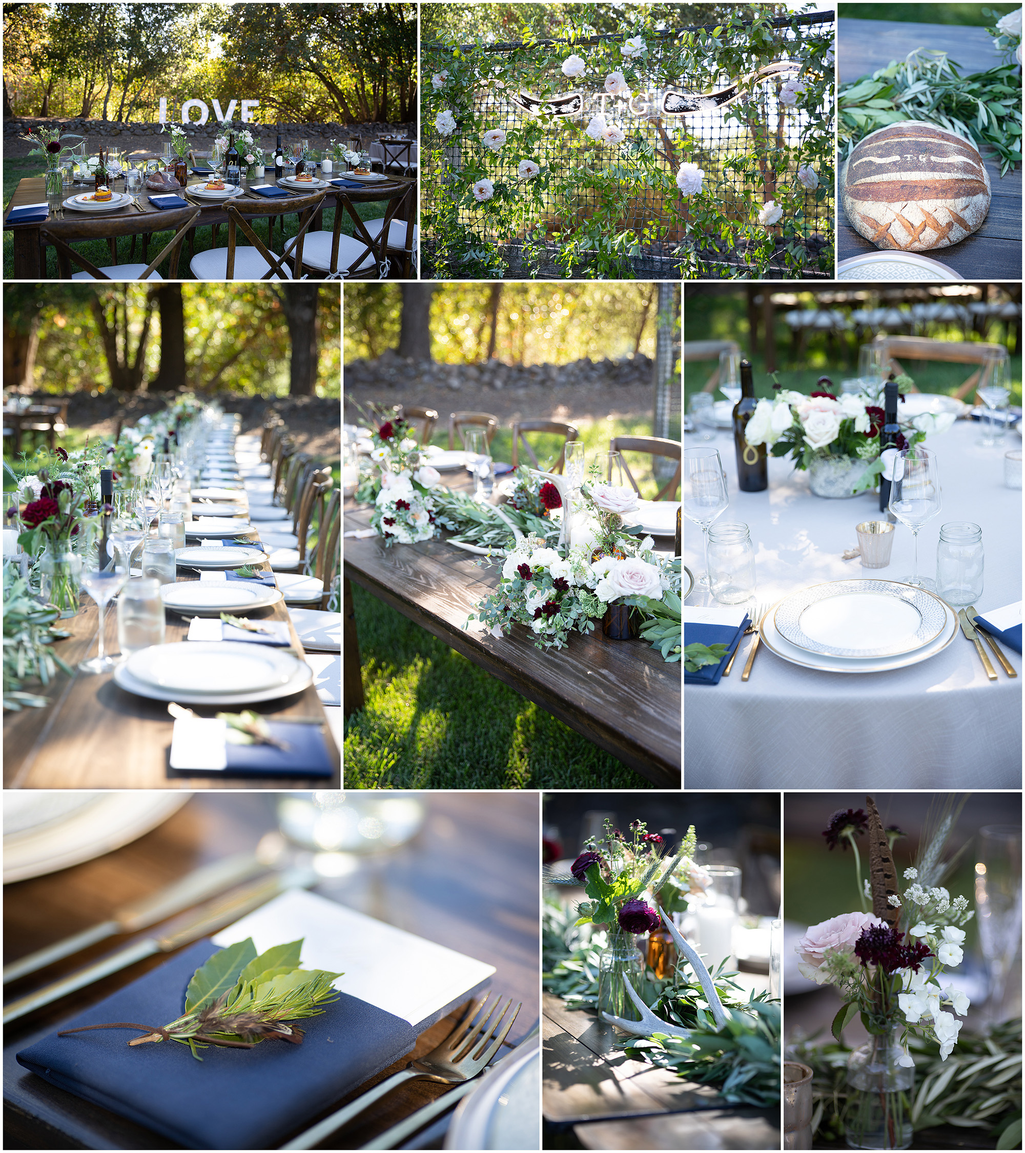 Dinner Table details at a Sonoma Wedding Reception