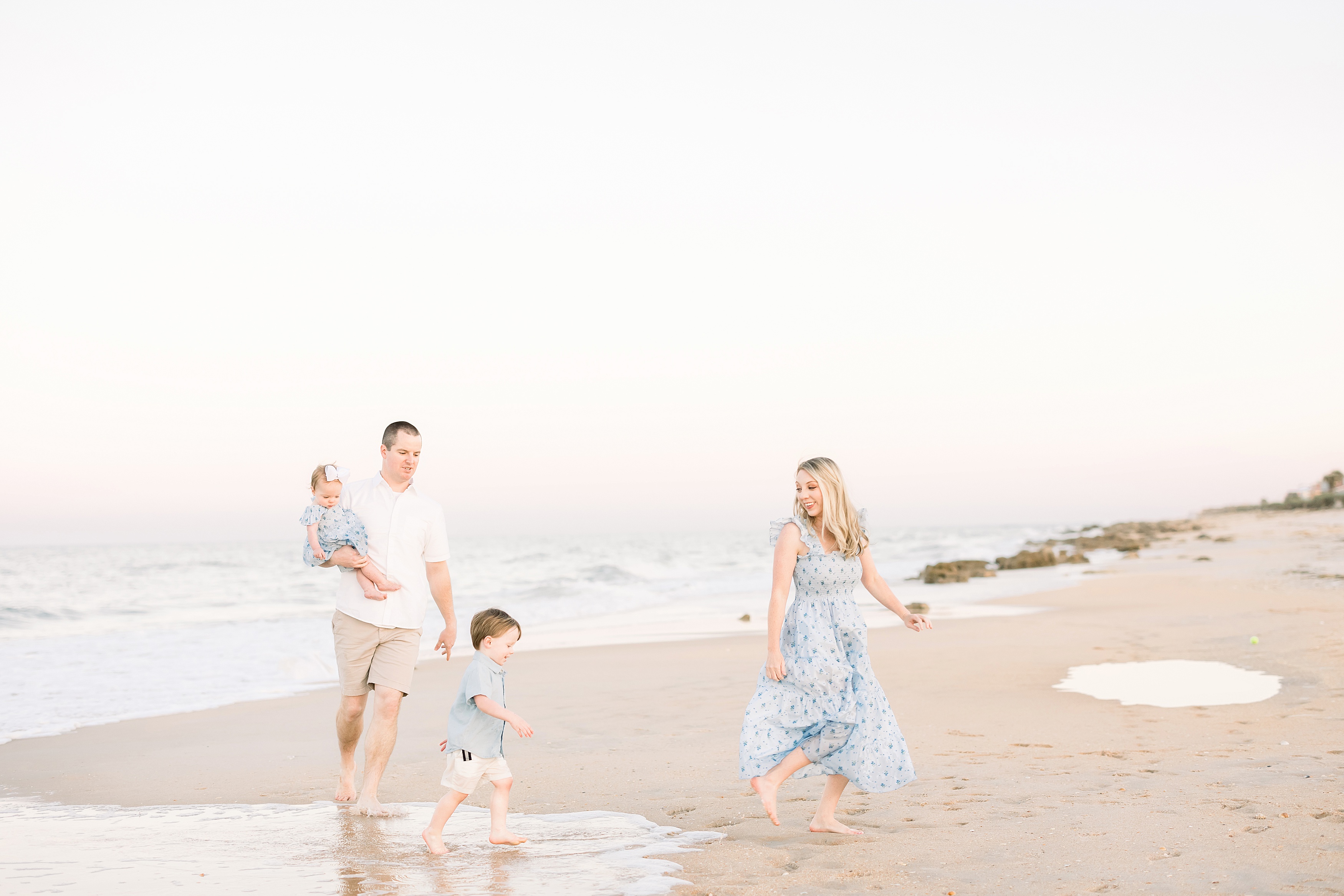 light and airy family beach portrait in St. Augustine Beach