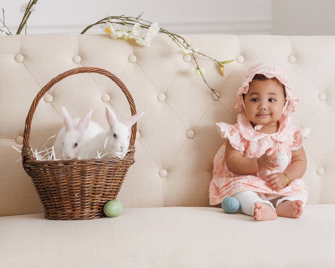 Child enjoying a fun, stress-free Easter photo session in Clarksville TN