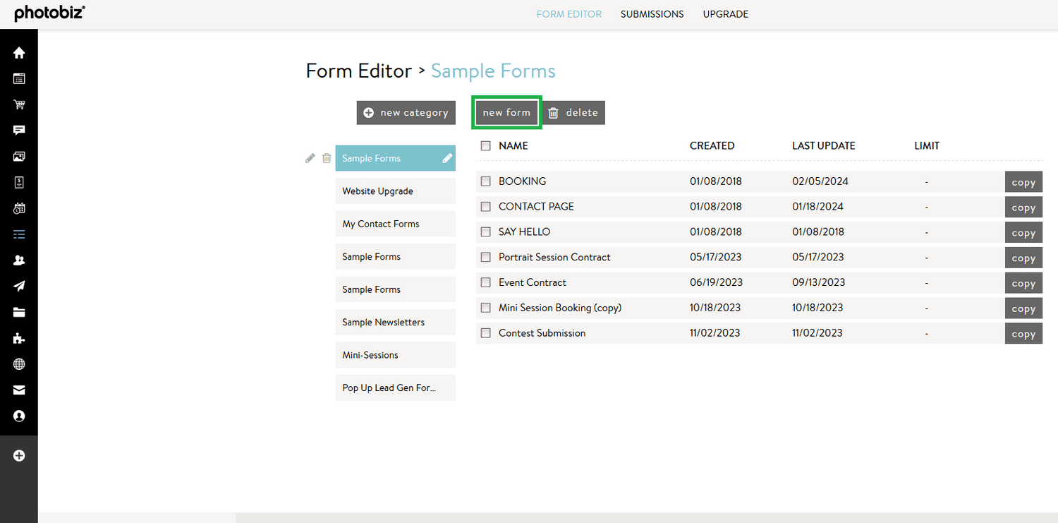 How to Create a Questionnaire with a Form - PhotoBiz Knowledge Base