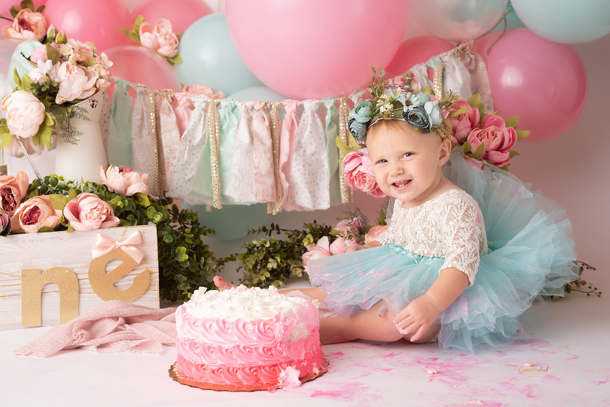 The Sweetest Baby Girl  First Birthday Cake Smash in Charlotte Area