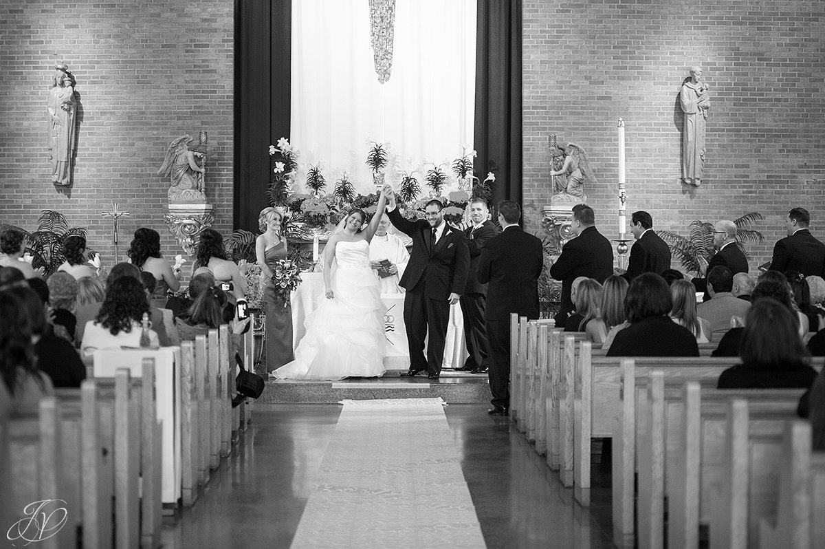 happy photo of bride and groom in church